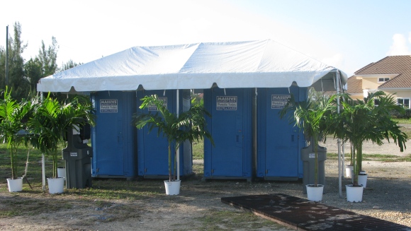 Toilets under tent